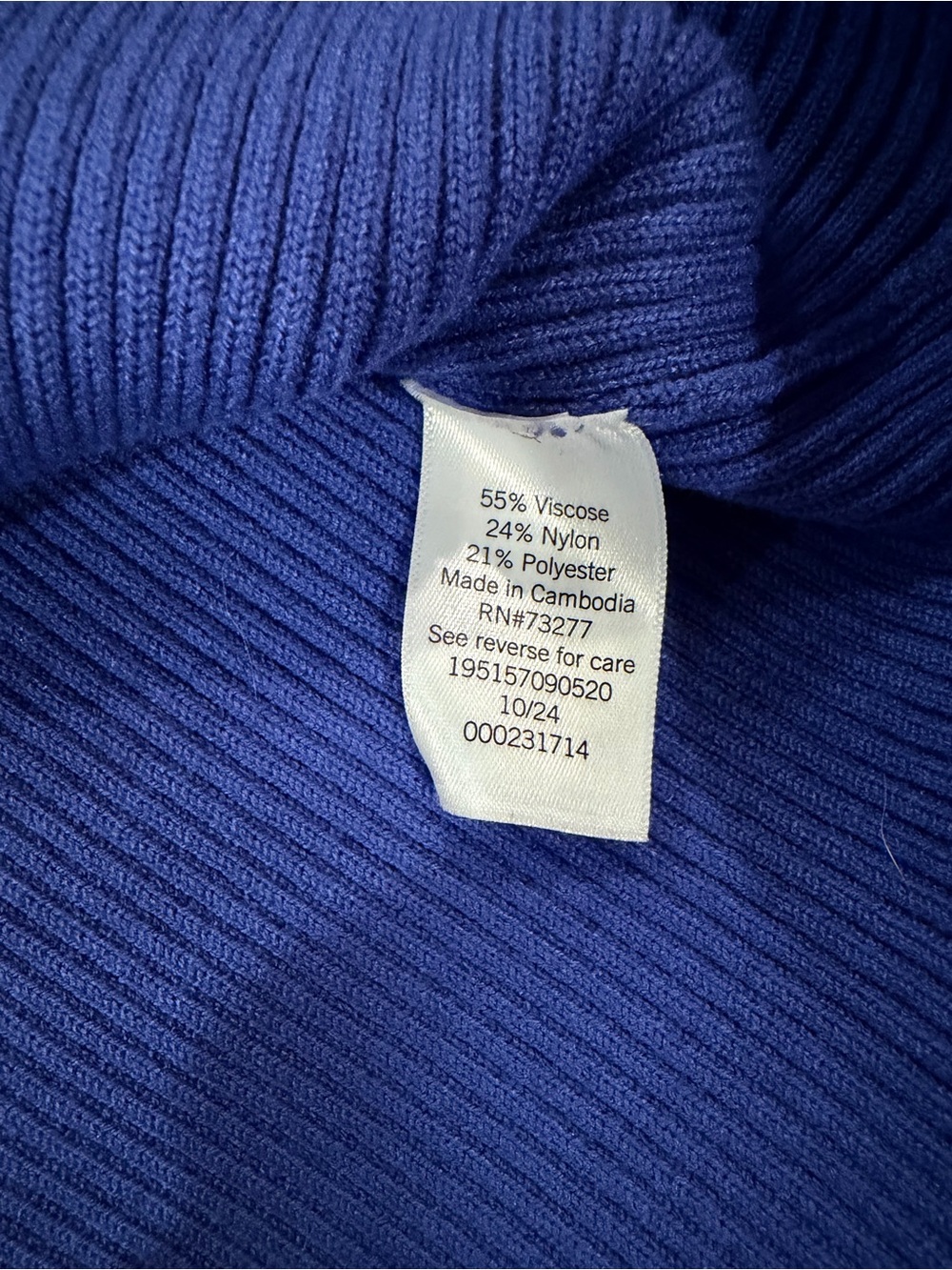 Nine West Royal Blue Ribbed Puff Sleeve Tee - Picture 3 of 6